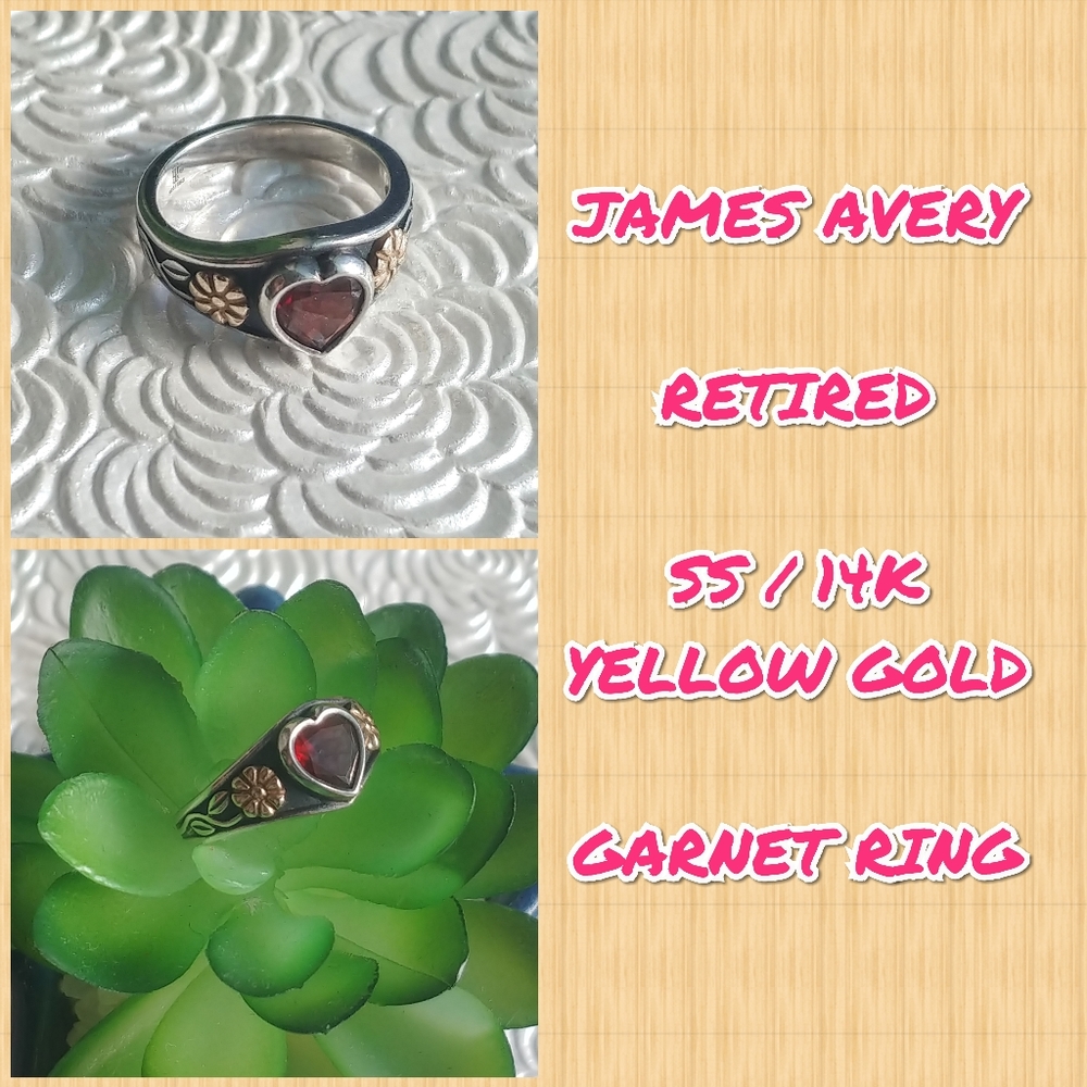 James Avery RETIRED S. Silver & 14K Gld Heart Ring